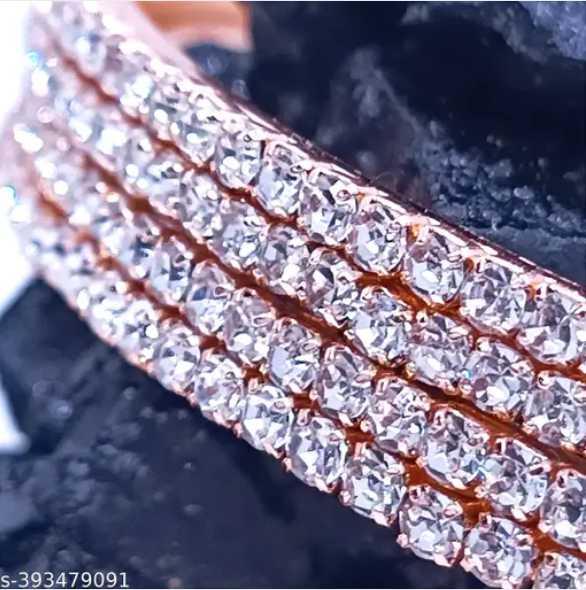 Stunning Rose Gold Bangles with White Diamonds | High-Quality American Diamonds