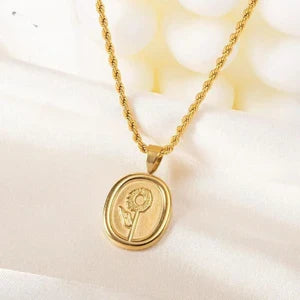 18k gold plated Gleve Anti Tarnish Stainless Steel Gold Gold Rose Necklace buy 1 get 1 free