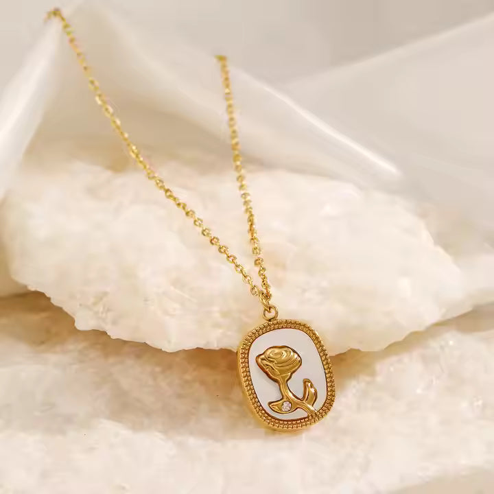 Sweet Rose Pendant For Women & Girls Gold-plated Stainless Steel Pendant Buy 1 Get 1 free