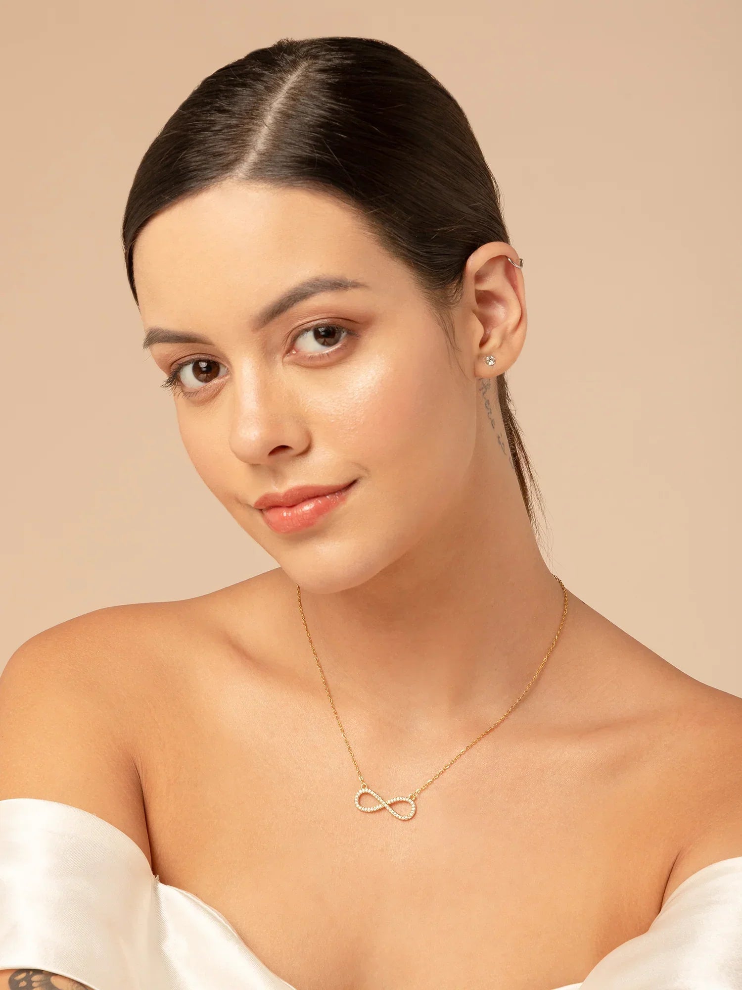 Infinity Love Golden Crystal Necklace