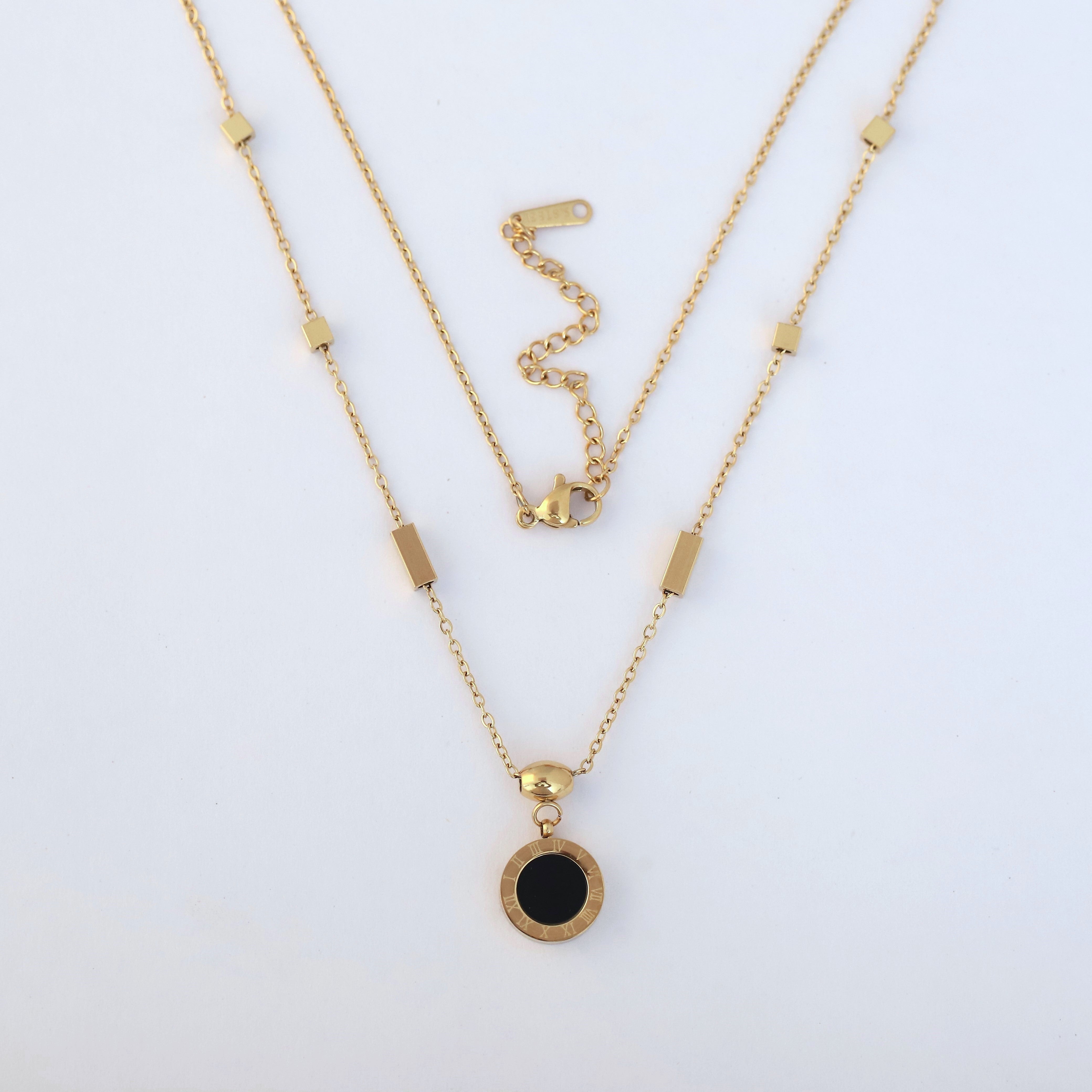 18K Gold-Plated Roman Numeral Timeless Elegance Necklace buy 1 get 1 free