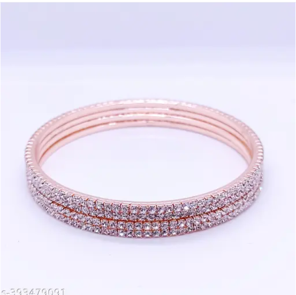 Stunning Rose Gold Bangles with White Diamonds | High-Quality American Diamonds