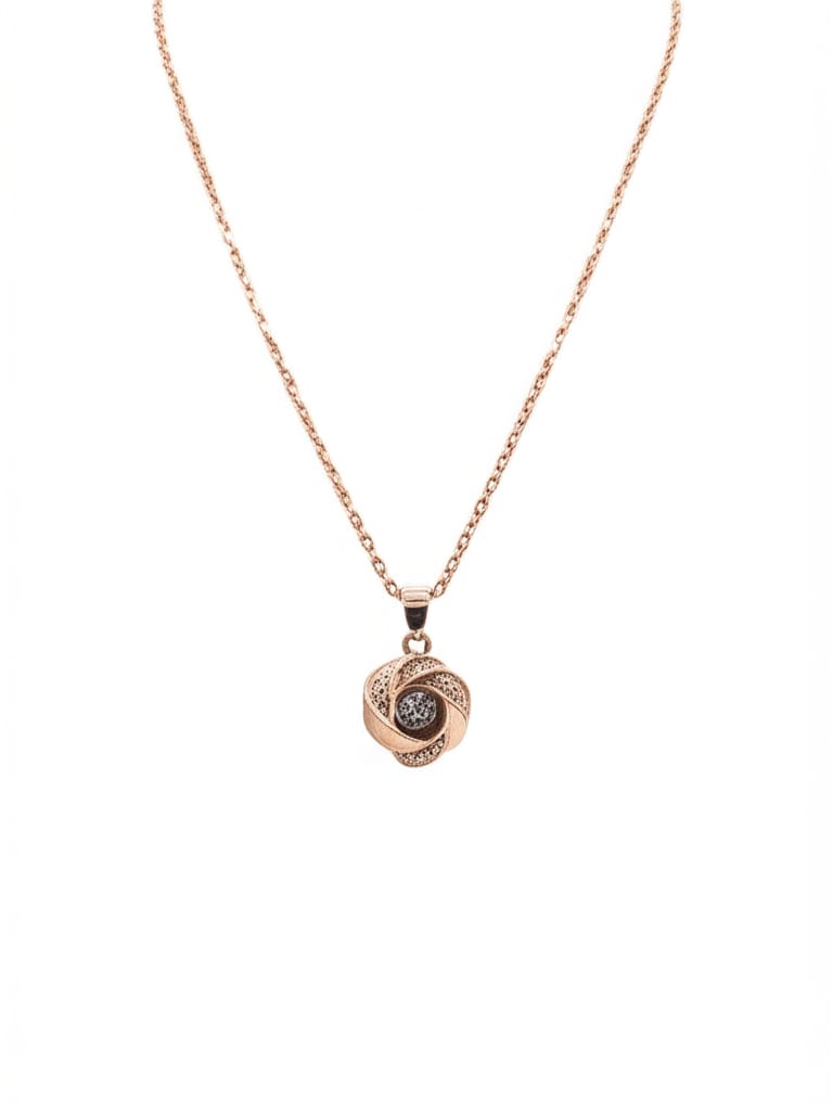 Gold Plated CZ Studded Pendant With Chain