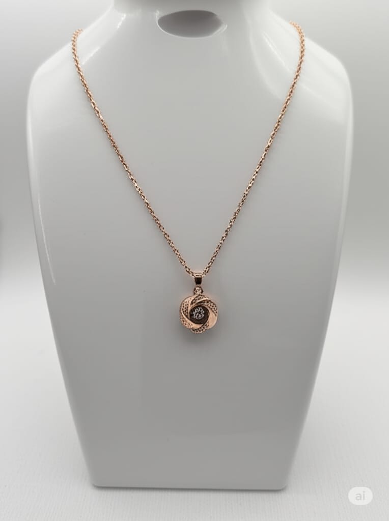 Gold Plated CZ Studded Pendant With Chain