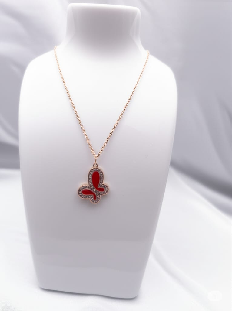 Red Agate Butterfly Necklace