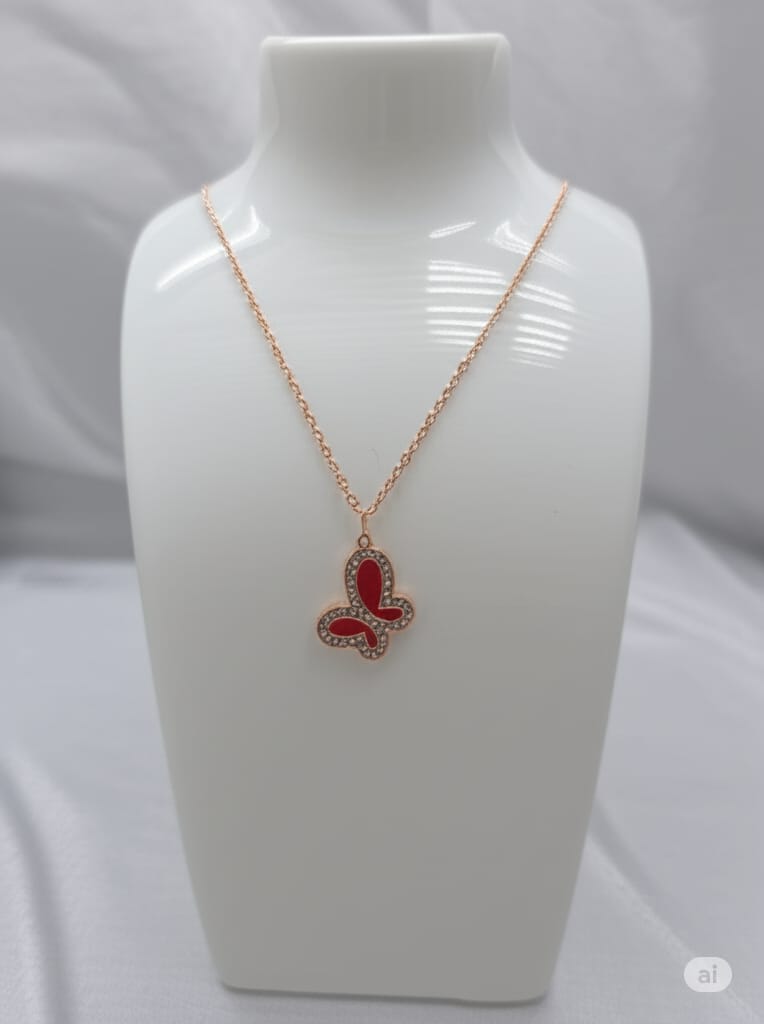 Red Agate Butterfly Necklace