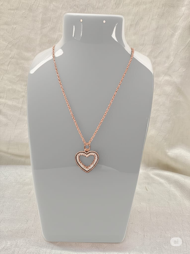 Heart Shape Necklace Golden Chain Pendant for Women and Girls