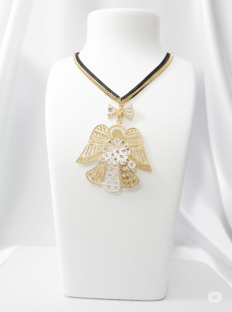 Dokra Necklace with Gold Leaf Set Made by Tribes of Jharkhand