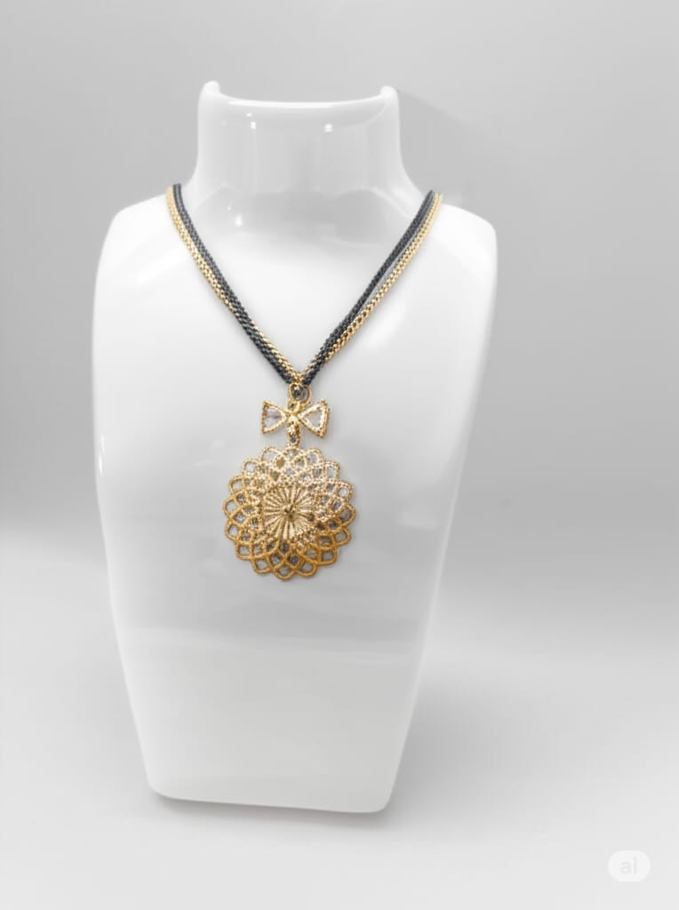 Dokra Necklace with Gold Leaf Set Made by Tribes of Jharkhand