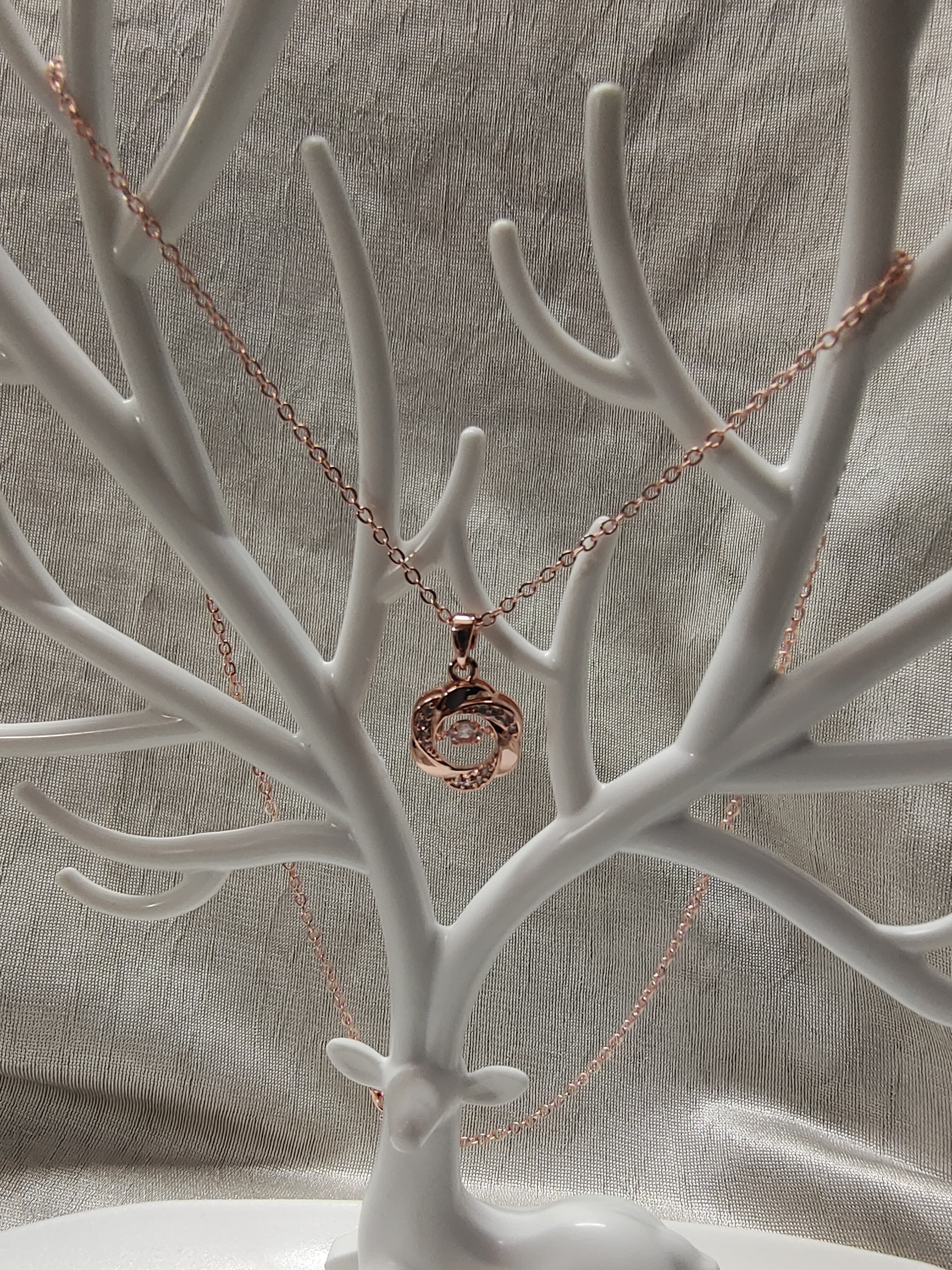 Gold Plated CZ Studded Pendant With Chain