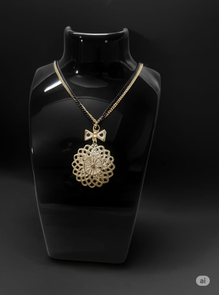 Dokra Necklace with Gold Leaf Set Made by Tribes of Jharkhand