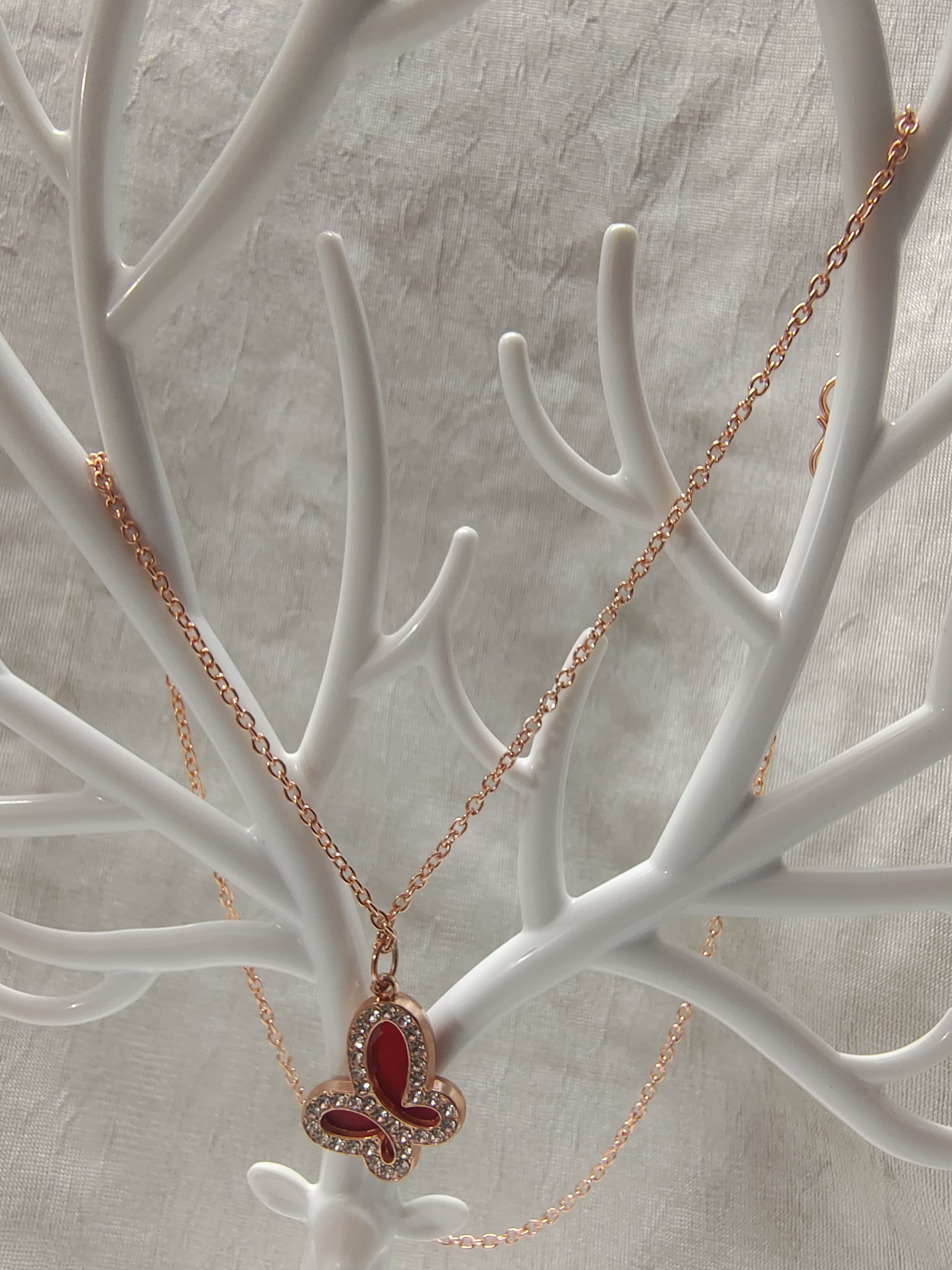 Red Agate Butterfly Necklace