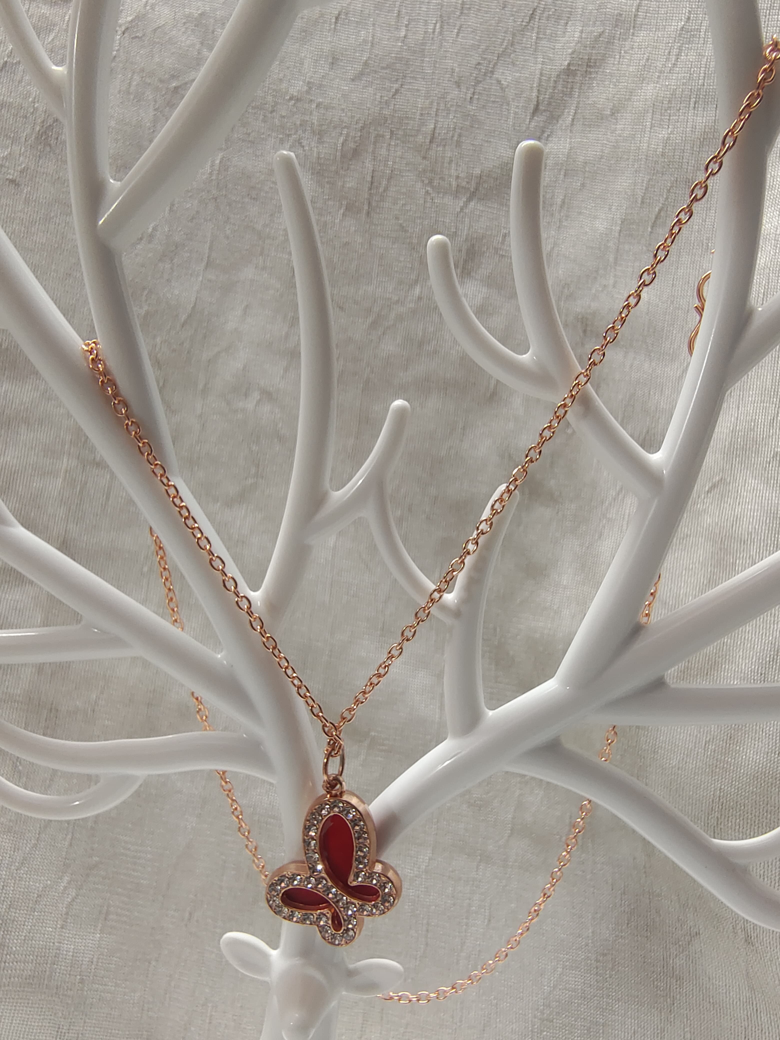 Red Agate Butterfly Necklace