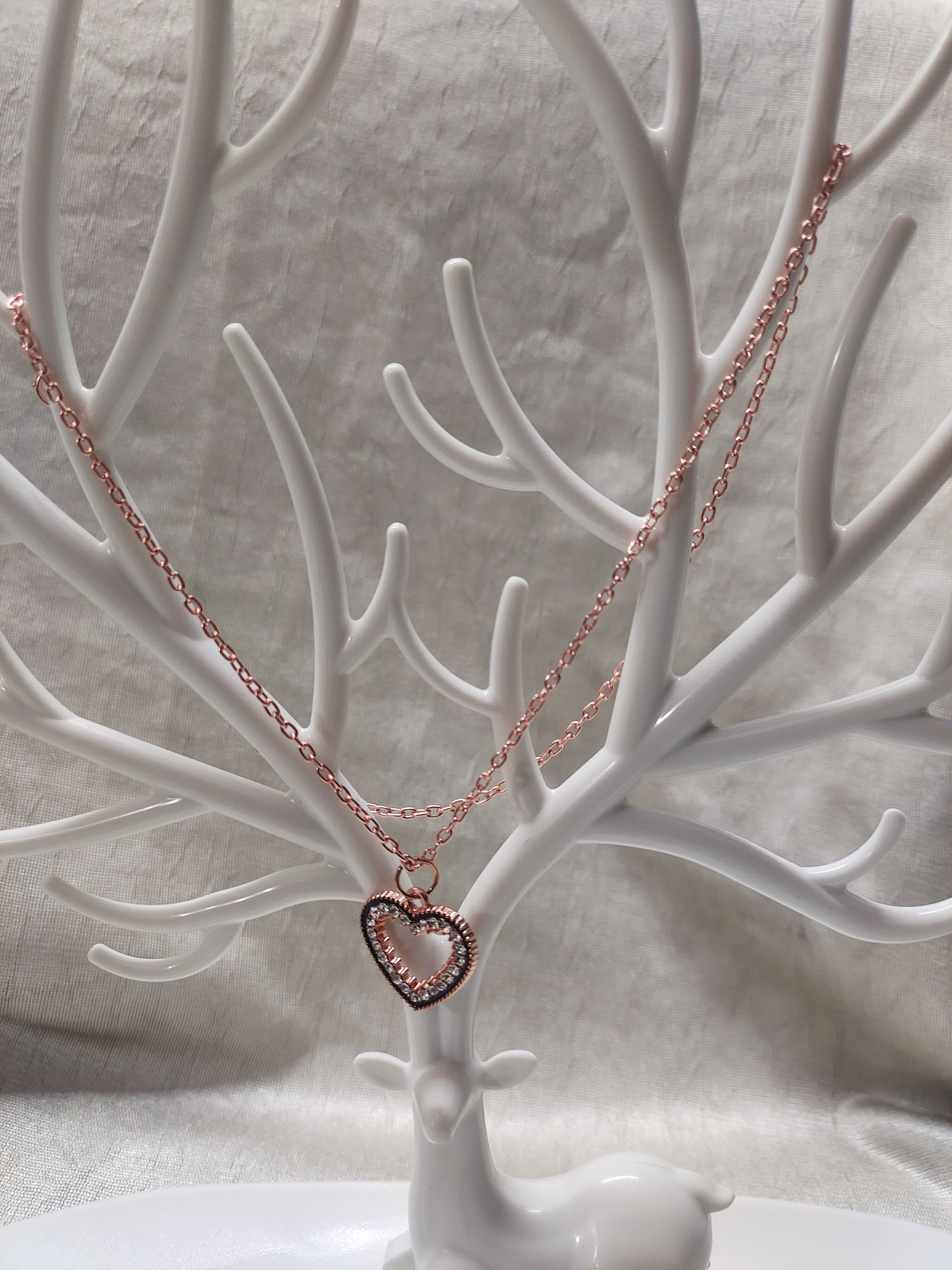 Heart Shape Necklace Golden Chain Pendant for Women and Girls