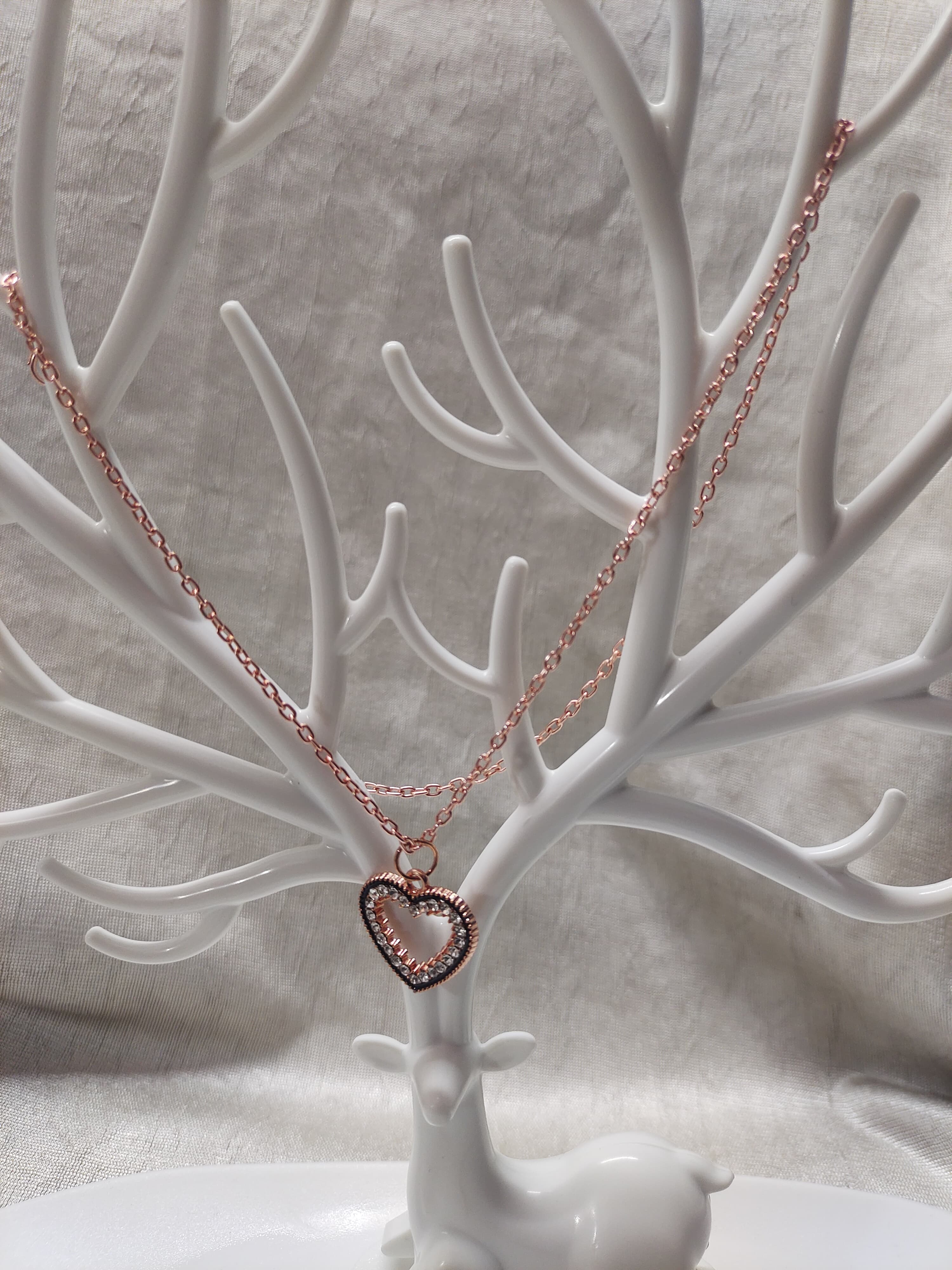 Heart Shape Necklace Golden Chain Pendant for Women and Girls