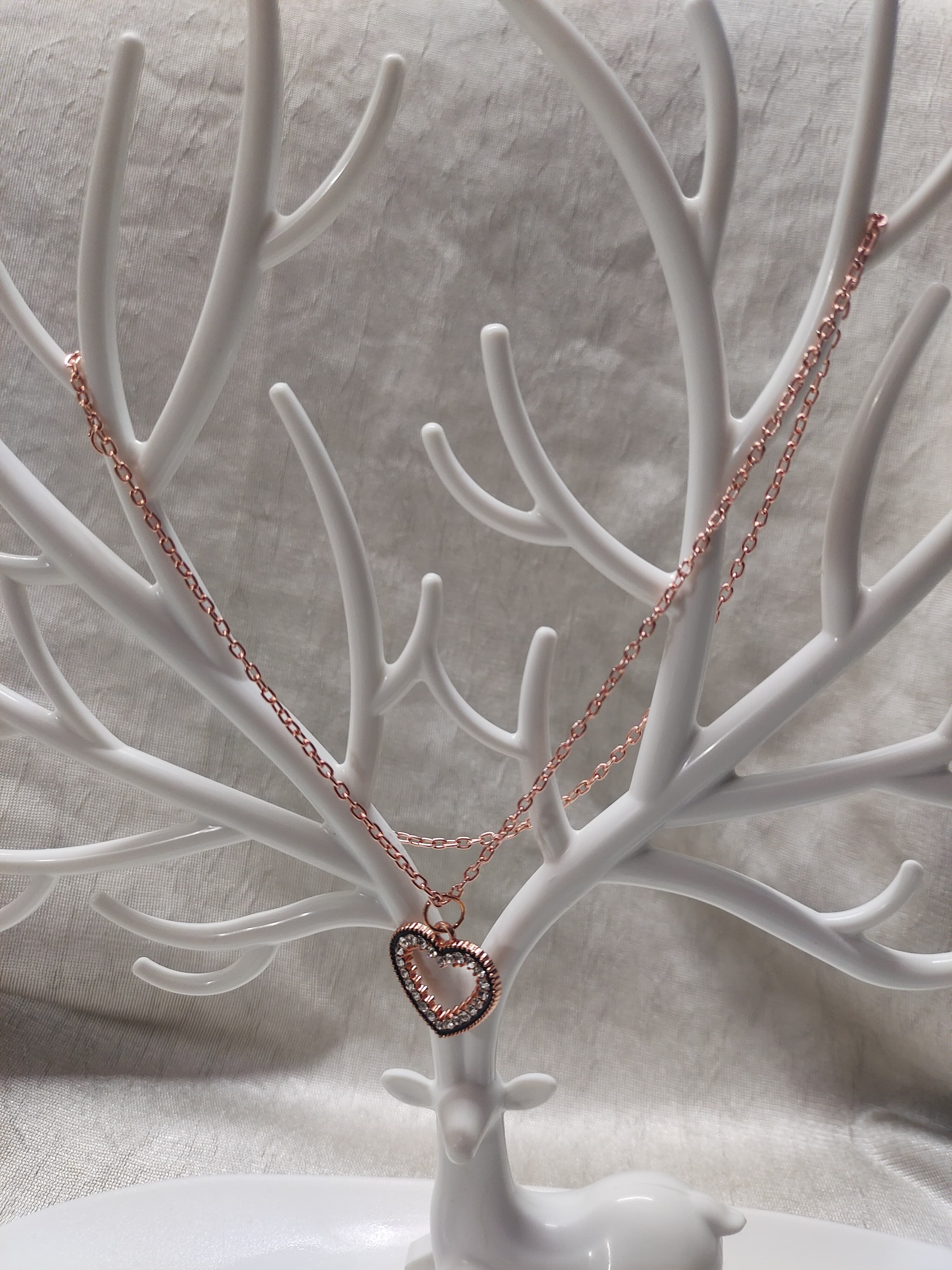 Heart Shape Necklace Golden Chain Pendant for Women and Girls