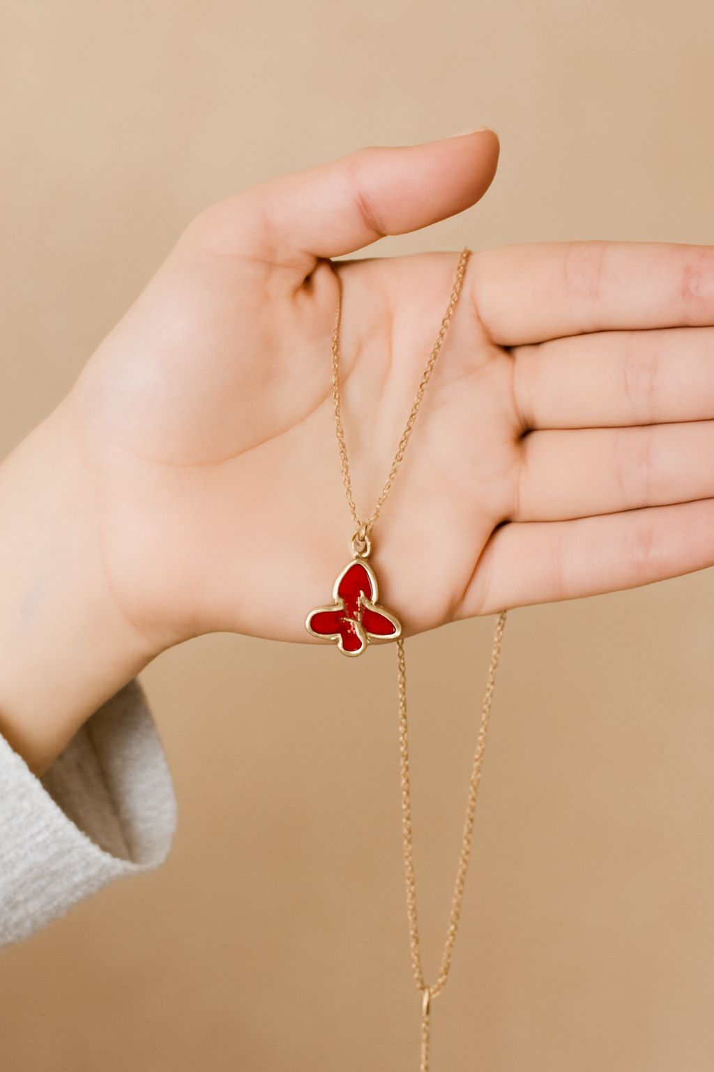 Red Agate Butterfly Necklace