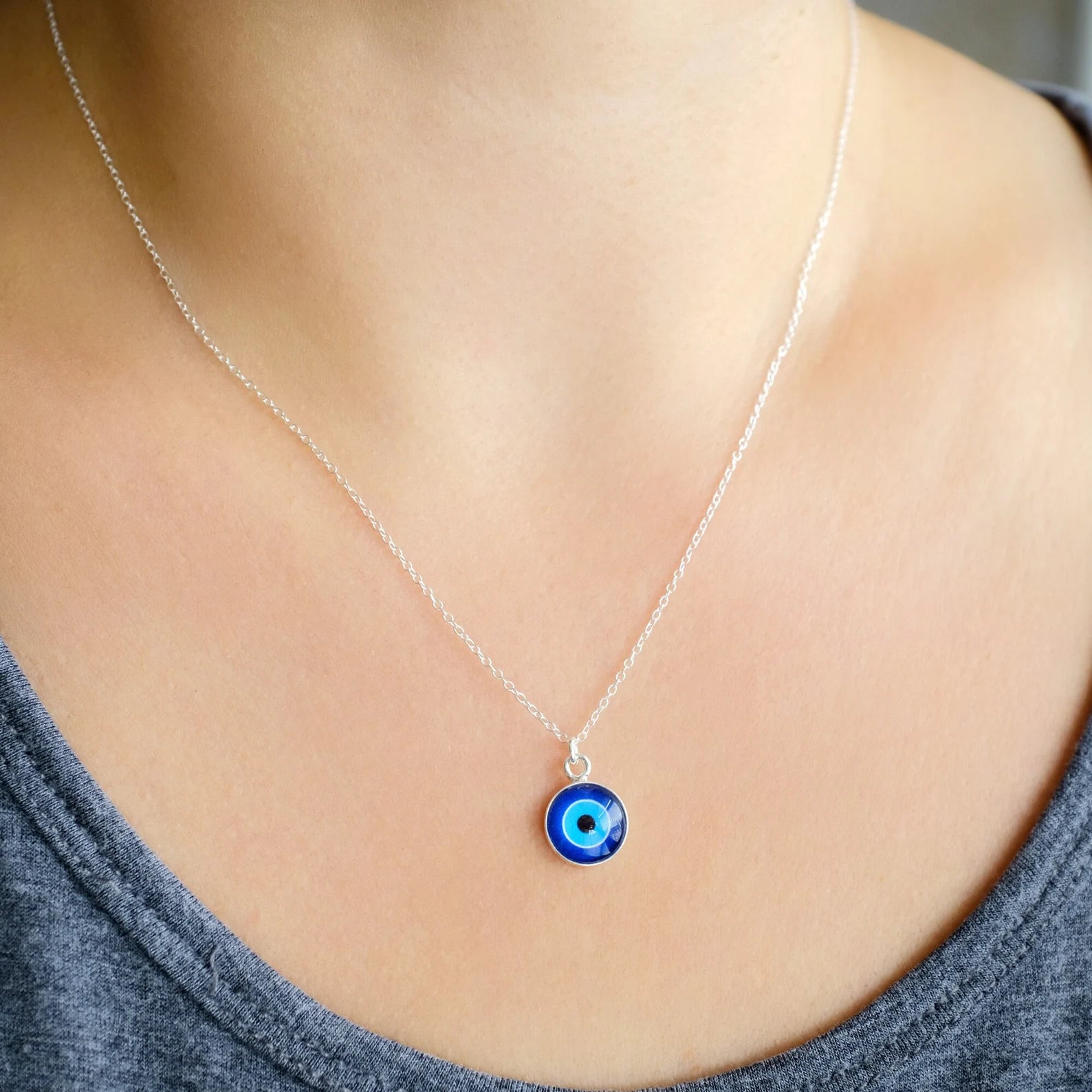 Sterling Silver Evil Eye Necklace Buy 1 Get 1 Free