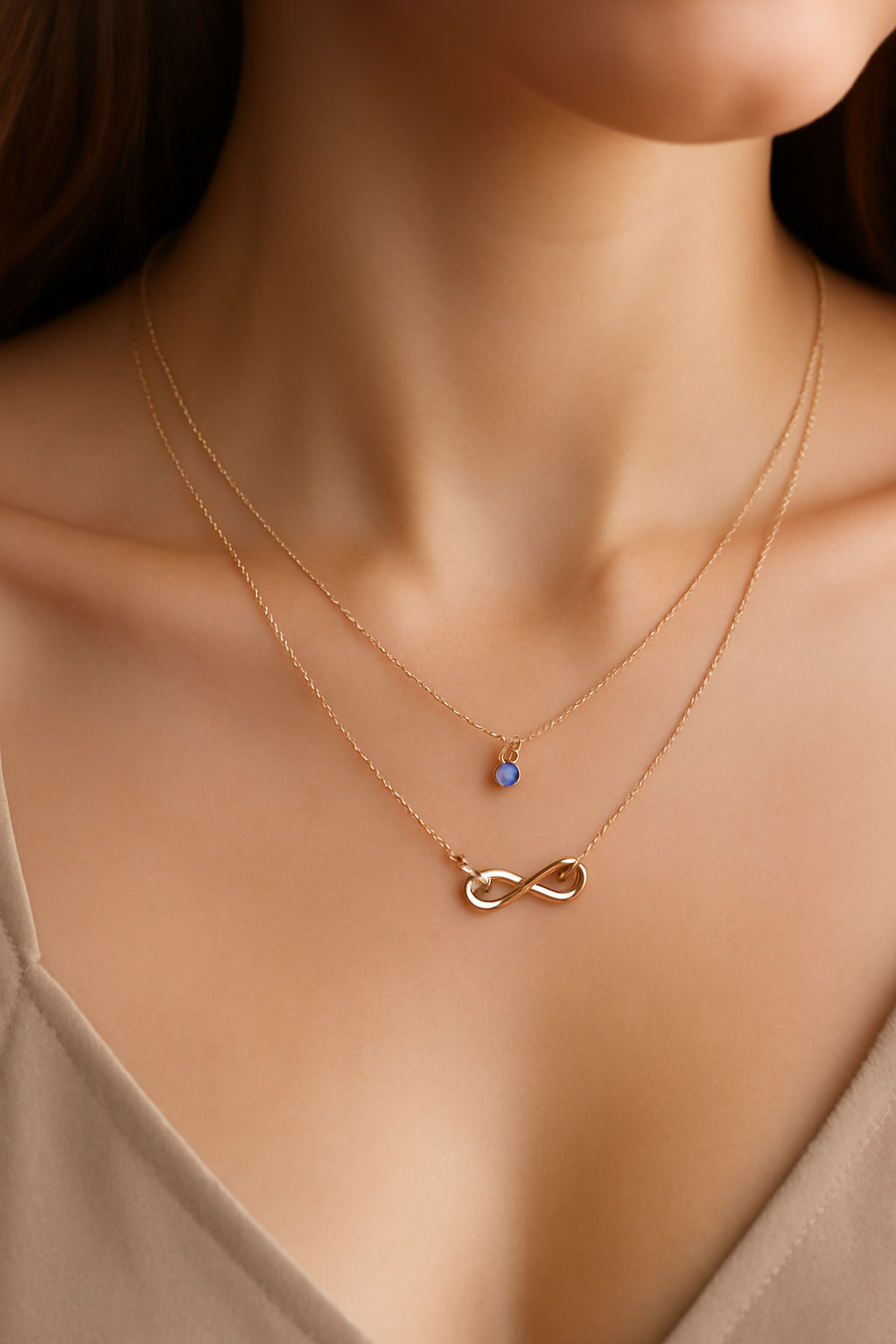 Infinity evil eye Golden charm with gold chain necklace for woman girls