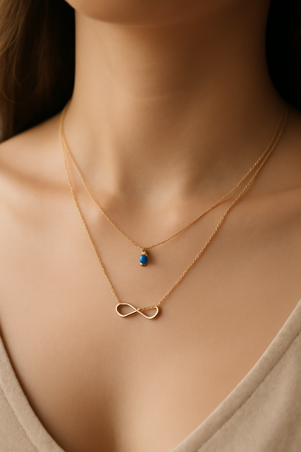 Infinity evil eye Golden charm with gold chain necklace for woman girls