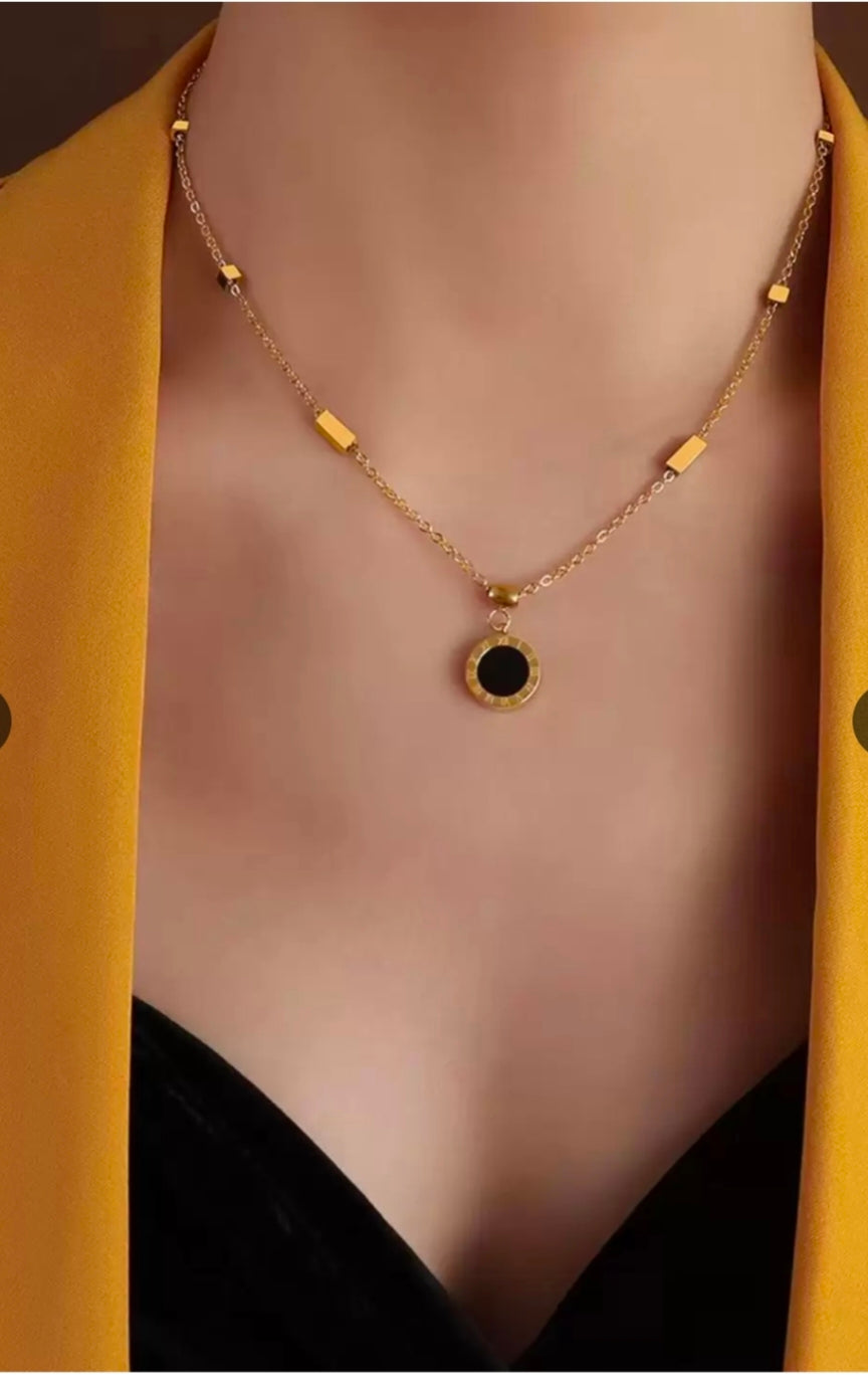 Stainless Steel Cubic Zirconia Gold-plated Plated Alloy, Stainless Steel Necklace